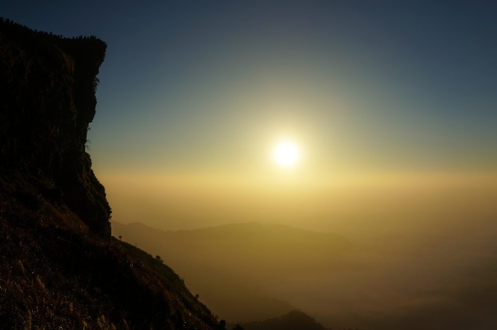 mountain, sunrise, sky